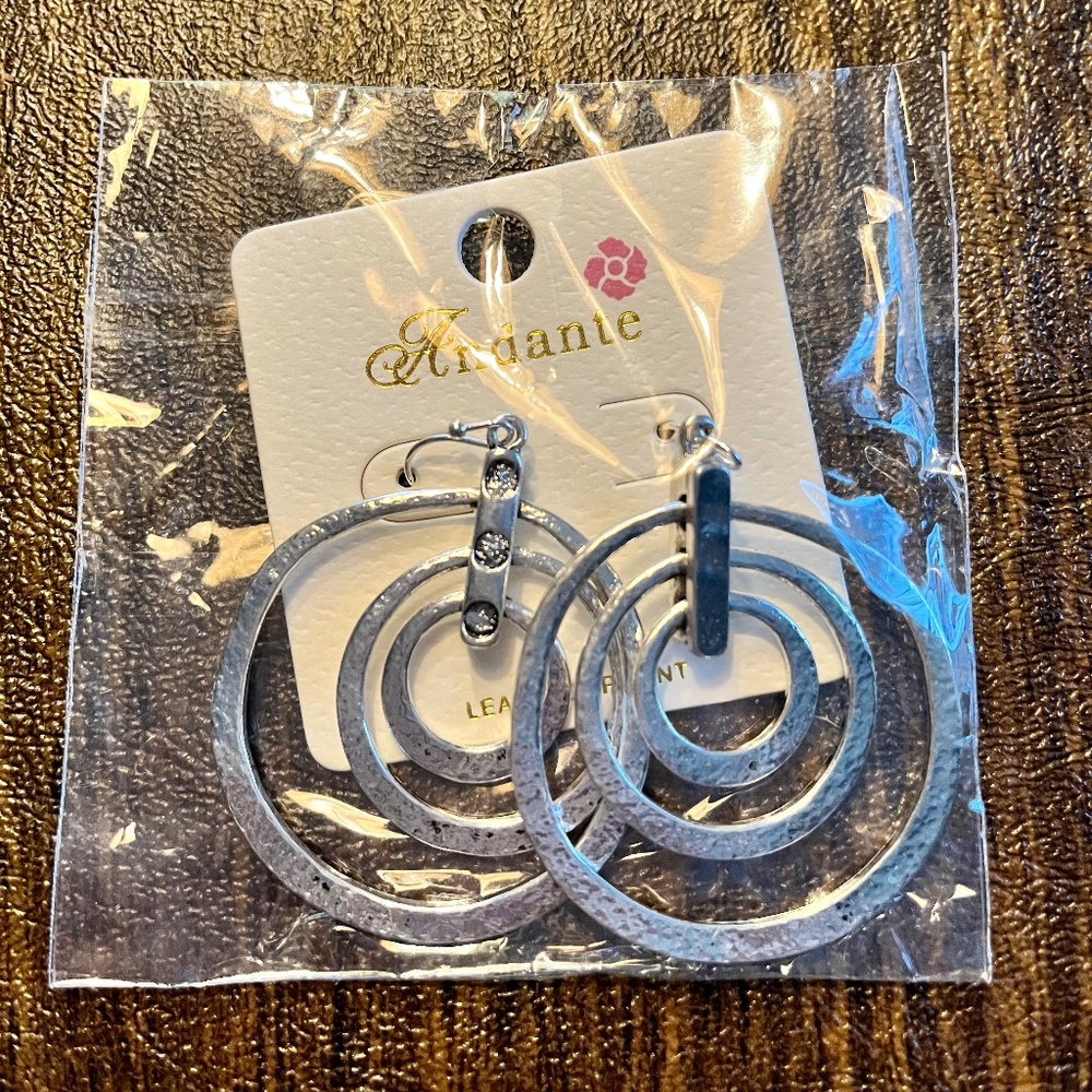 Silver toned multi circle metal earrings